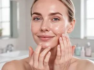 Dłonie z eleganckim manicure w kształcie trumienek i minimalistycznymi zdobieniami w profesjonalnym salonie kosmetycznym.